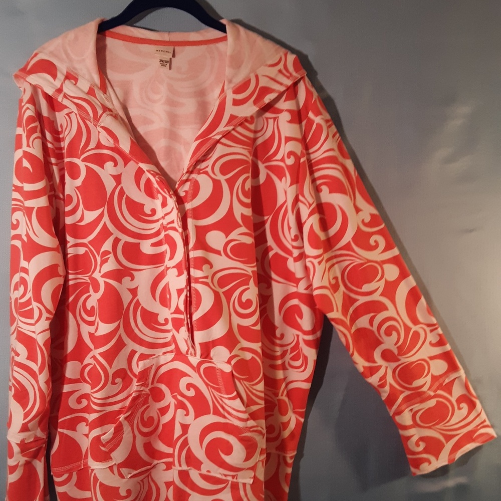 Orange and White Pull Over Top